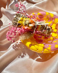 Pink and Yellow Spotted Glass Bowl