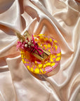 Pink and Yellow Spotted Glass Bowl