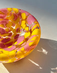 Pink and Yellow Spotted Glass Bowl