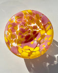 Pink and Yellow Spotted Glass Bowl