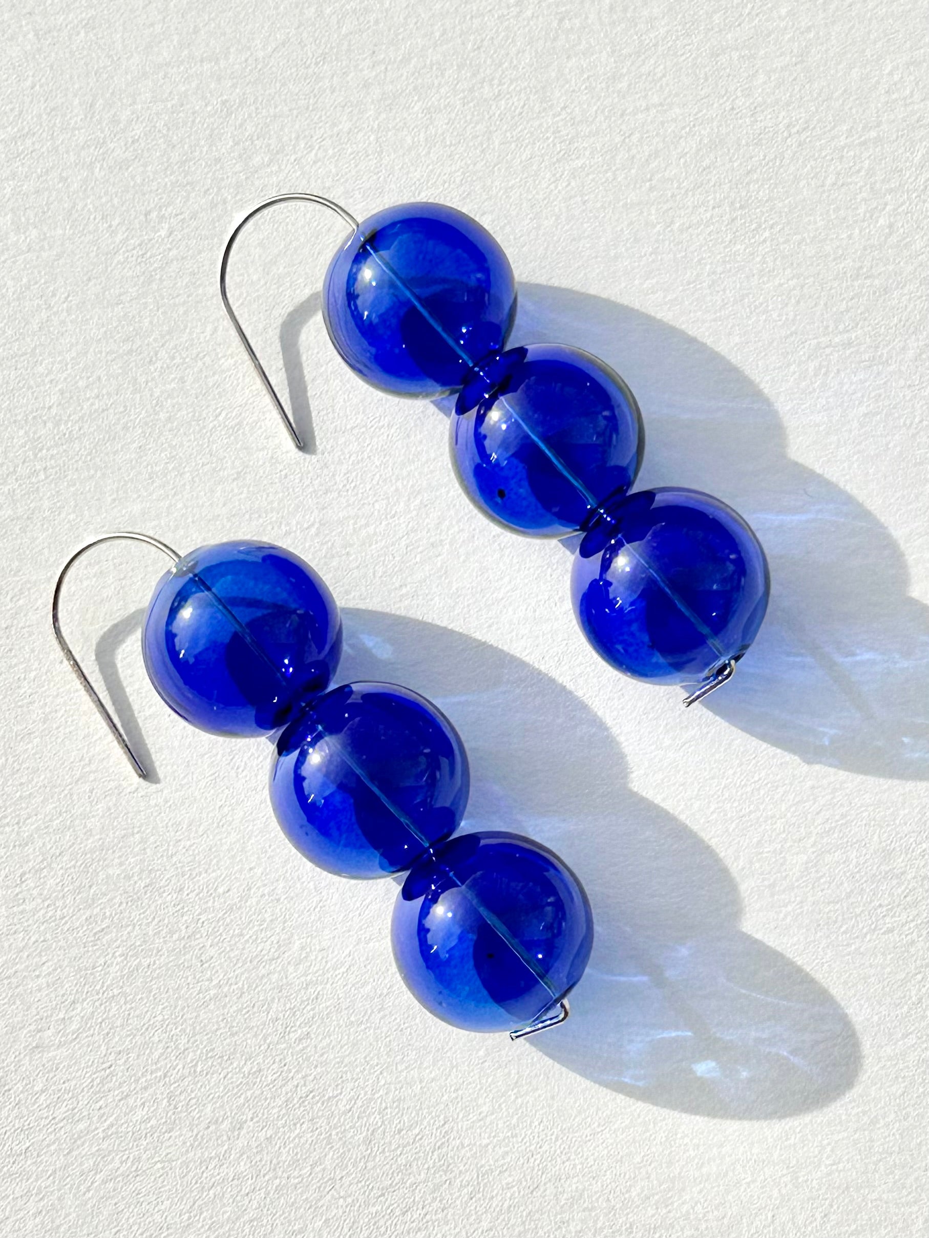 Cobalt Blue Stacked Bubble Drop Earrings