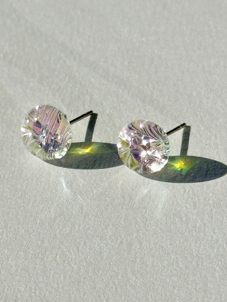 Glass Stud Earring in Aurora Diamond