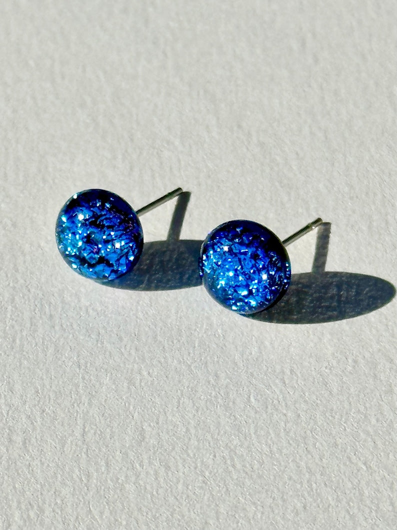 Glass Stud Earring in Ocean Blue