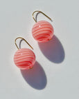 Peach Pink Striped Bubble Drop Earrings