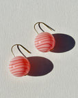 Peach Pink Striped Bubble Drop Earrings