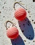 Peach Pink Striped Bubble Drop Earrings