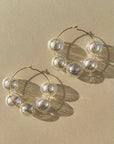 Pearl Luster Halo Hoop Earrings