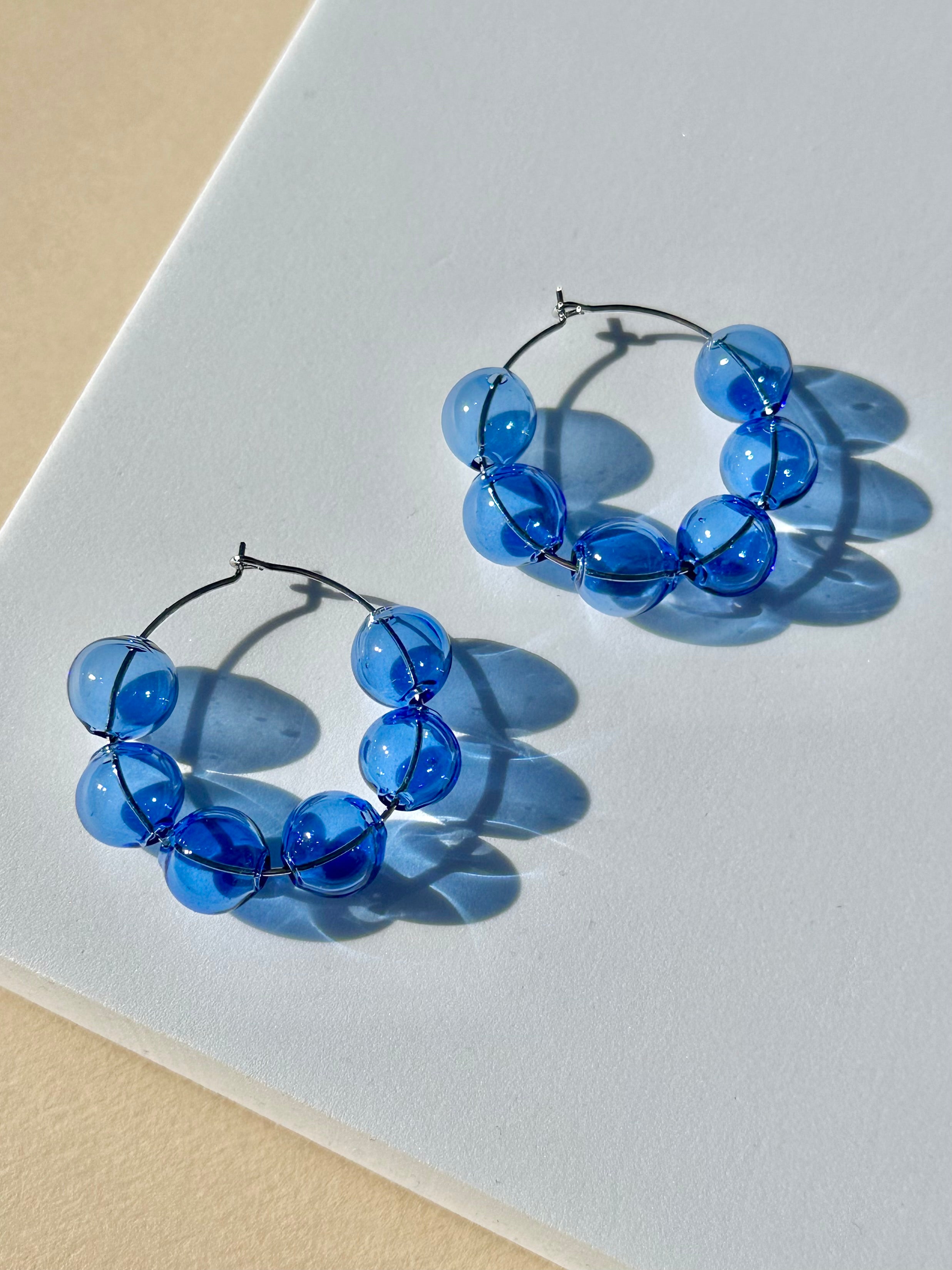 Royal Blue Halo Hoop Earrings