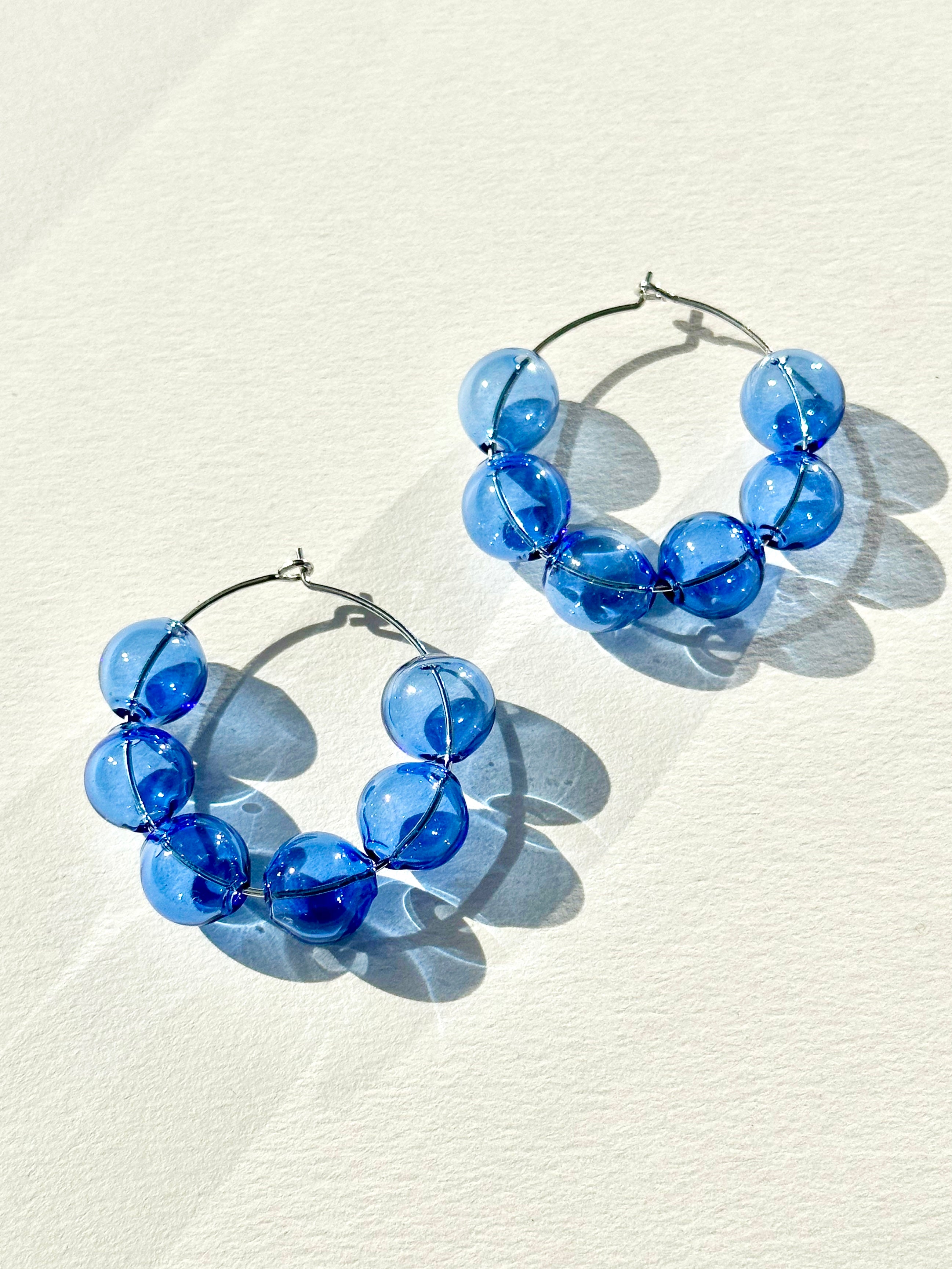 Royal Blue Halo Hoop Earrings