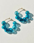 Sapphire Striped Halo Hoop Earrings