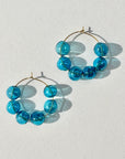 Sapphire Striped Halo Hoop Earrings