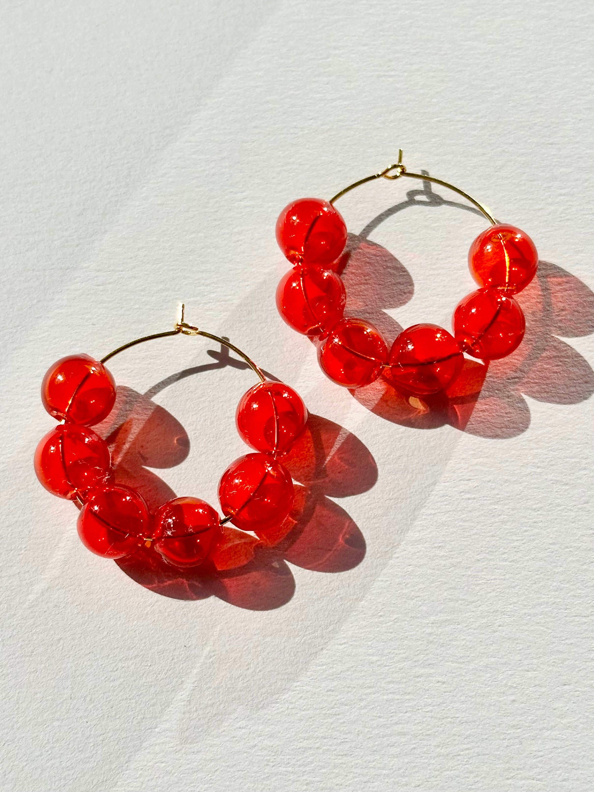 Scarlet Red Halo Hoop Earrings
