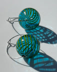 Turquoise Striped Solo Hoop Earrings