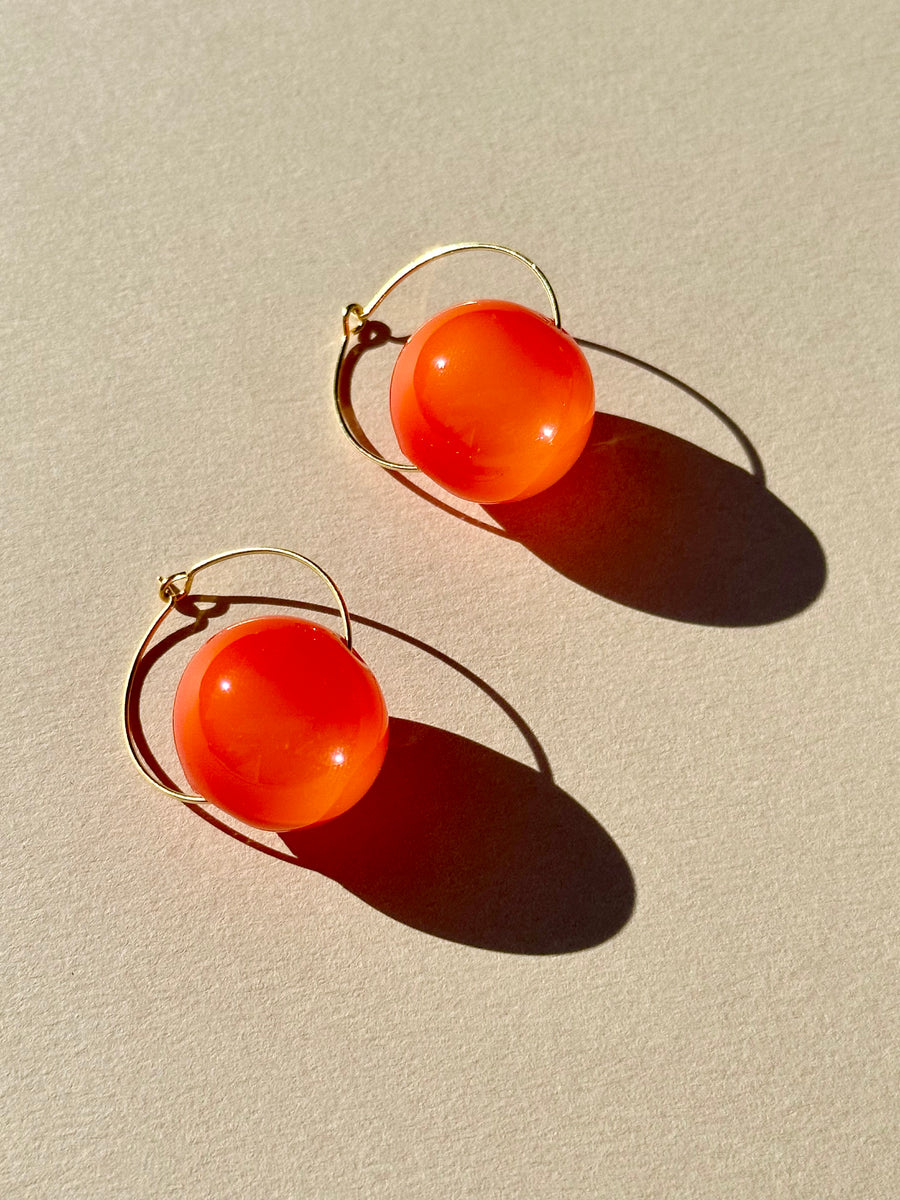 Vermilion Red Solo Hoop Earrings – Charged Glassworks