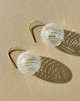White Striped Bubble Drop Earrings
