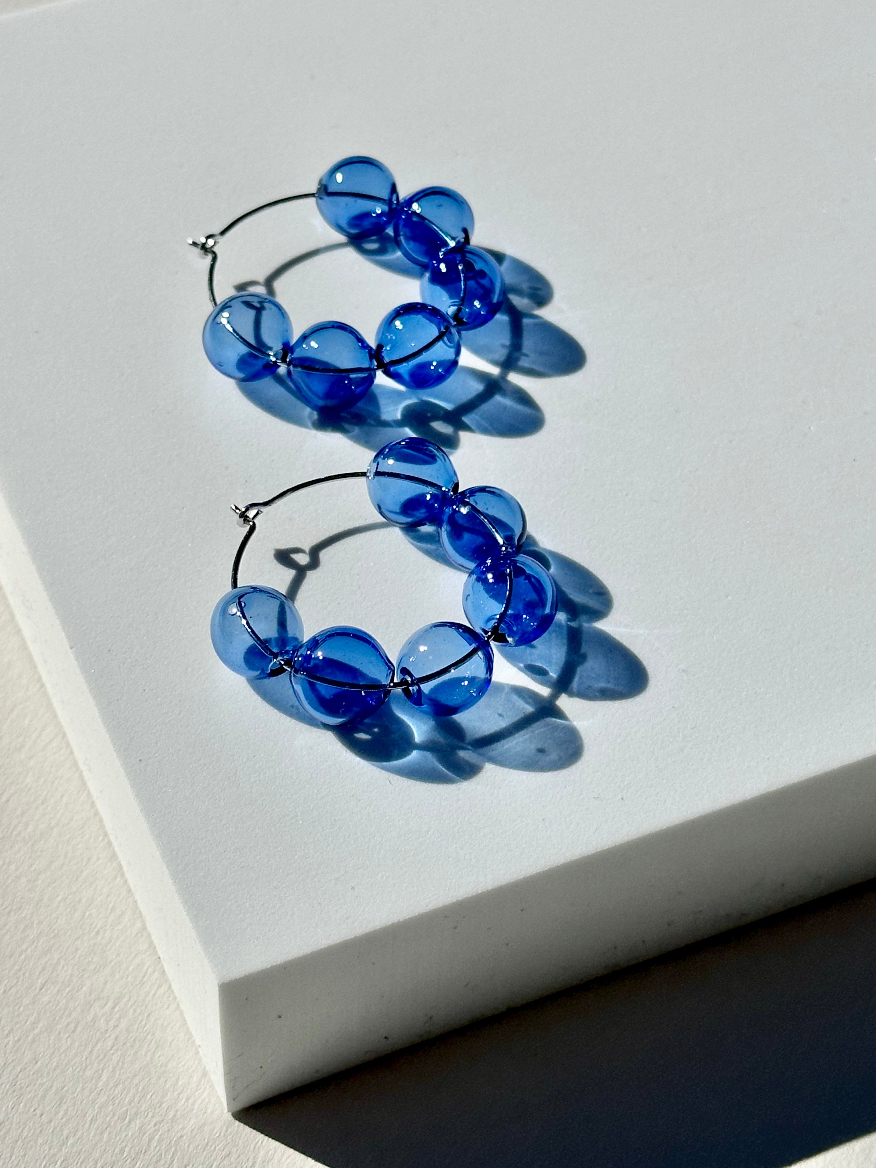 Royal Blue Halo Hoop Earrings
