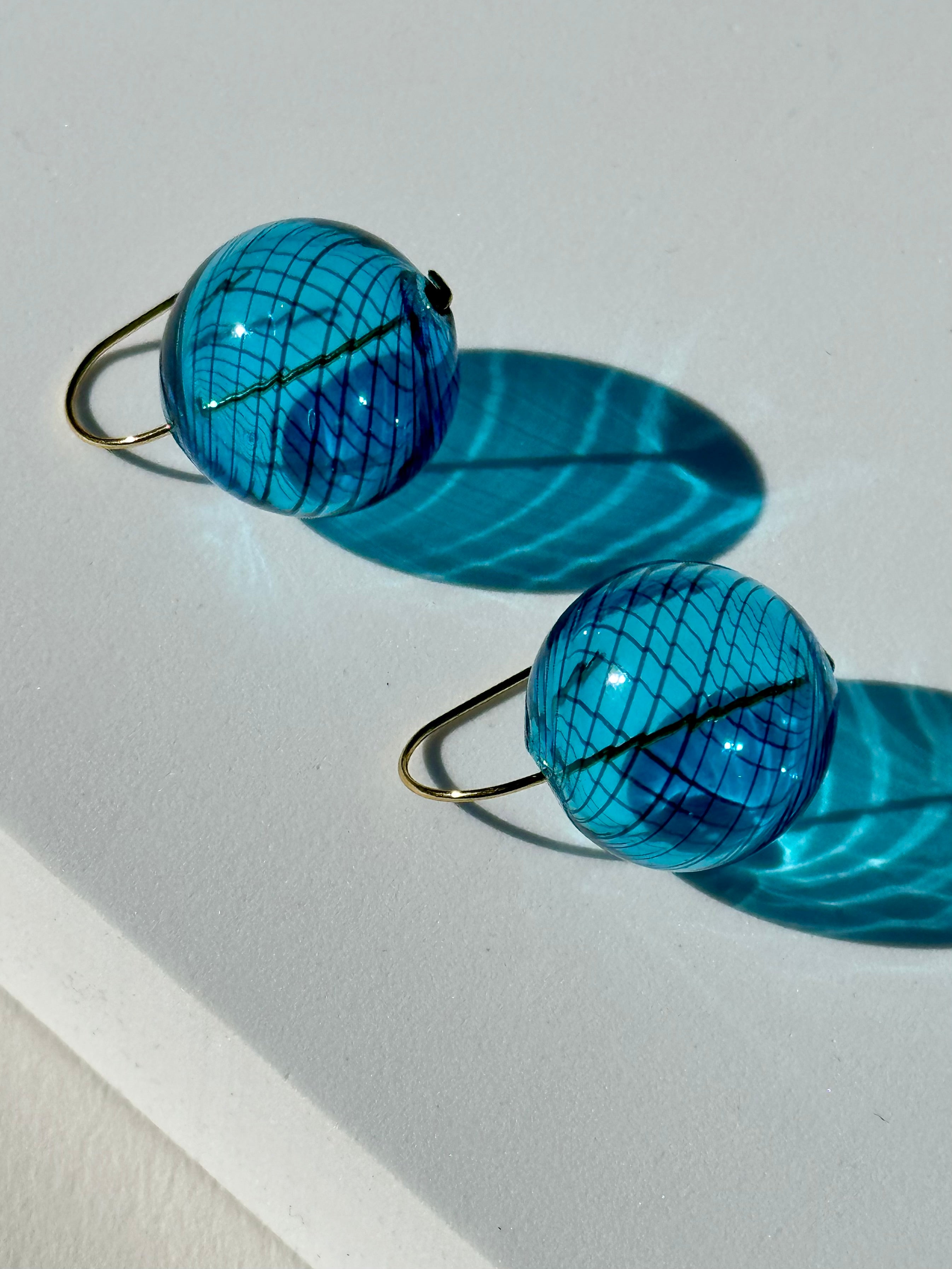 Sapphire Striped Bubble Drop Earrings