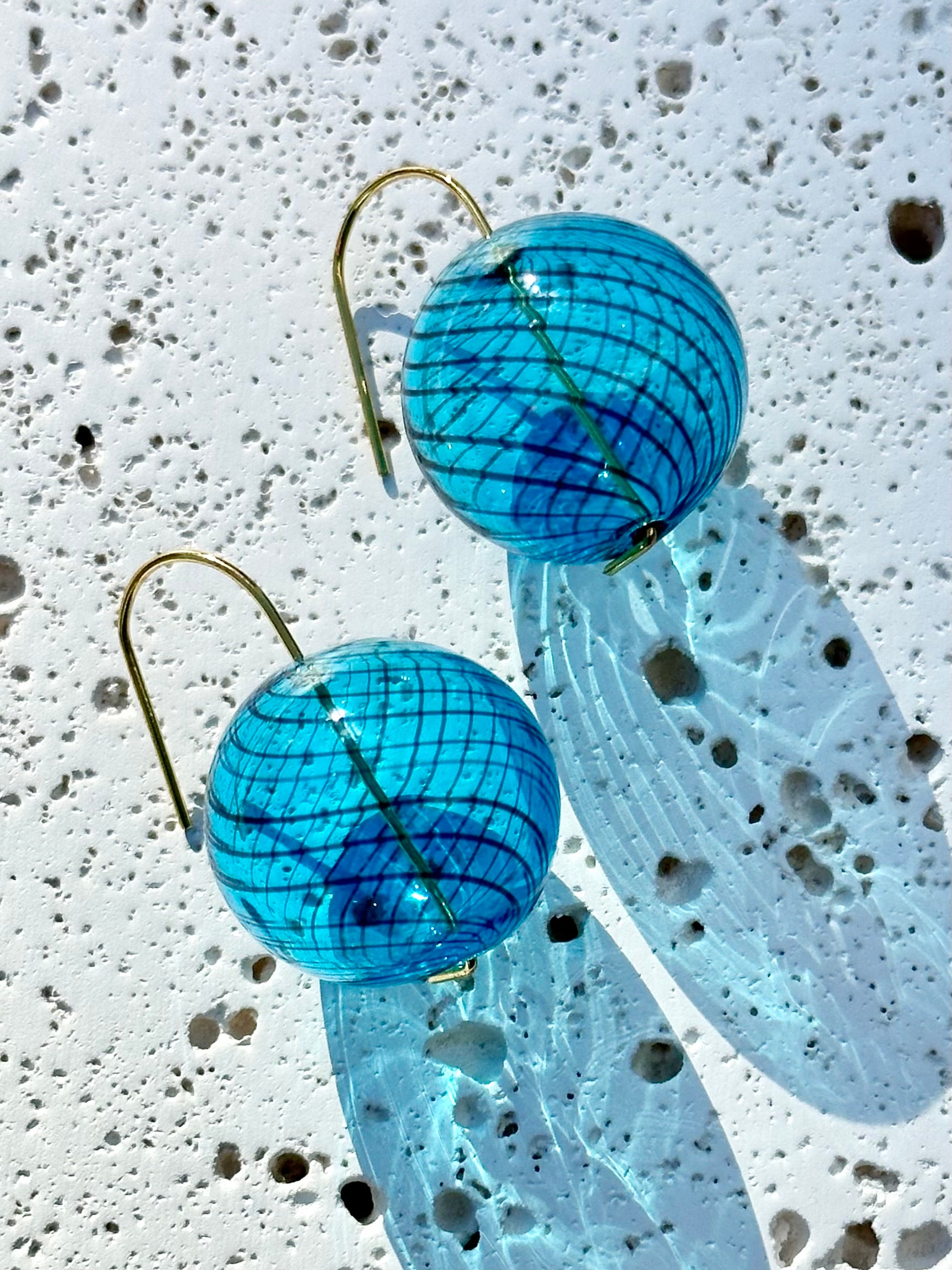 Sapphire Striped Bubble Drop Earrings